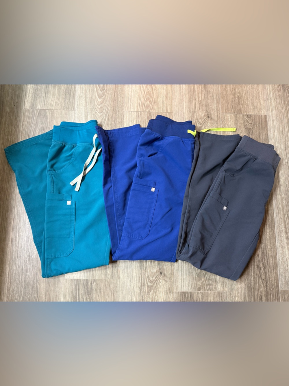 FIGS Kade Cargo Scrub Pants XXS T Lot Of 3 Gray Blue Teal Nurse Doctor Medical